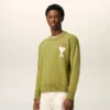 Ami de Coeur Sweater verde in lana e cotone con collo rotondo Ami de Coeur Sweater verde in lana e cotone con collo rotondo