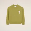 Ami de Coeur Sweater verde in lana e cotone con collo rotondo Ami de Coeur Sweater verde in lana e cotone con collo rotondo