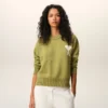 Ami de Coeur Sweater verde in lana e cotone con collo rotondo Ami de Coeur Sweater verde in lana e cotone con collo rotondo