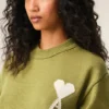 Ami de Coeur Sweater verde in lana e cotone con collo rotondo Ami de Coeur Sweater verde in lana e cotone con collo rotondo