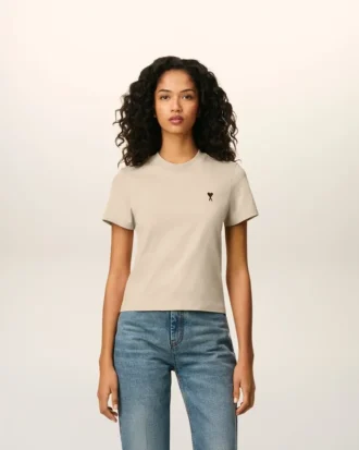 Ami de Coeur T-Shirt corta in cotone beige