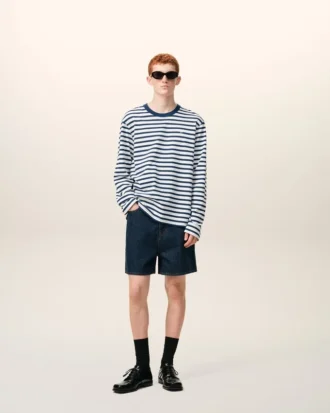 Ami de Coeur T-Shirt in cotone blu con maniche lunghe