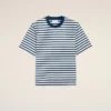 Ami de Coeur T-Shirt in cotone blu, vestibilità squadrata, stile marinière