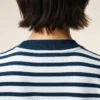 Ami de Coeur T-Shirt in cotone blu, vestibilità squadrata, stile marinière