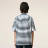 Ami de Coeur T-Shirt in cotone blu, vestibilità squadrata, stile marinière