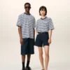 Ami de Coeur T-Shirt in cotone blu, vestibilità squadrata, stile marinière