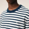 Ami de Coeur T-Shirt in cotone blu, vestibilità squadrata, stile marinière