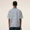 Ami de Coeur T-Shirt in cotone blu, vestibilità squadrata, stile marinière