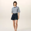 Ami de Coeur T-Shirt in cotone blu, vestibilità squadrata, stile marinière