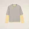 Ami de Coeur T-Shirt in cotone grigio con effetto doppia manica
