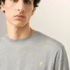 Ami de Coeur T-Shirt in cotone grigio con effetto doppia manica