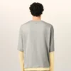 Ami de Coeur T-Shirt in cotone grigio con effetto doppia manica