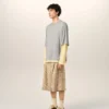 Ami de Coeur T-Shirt in cotone grigio con effetto doppia manica
