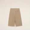 Bermuda avvolgenti in cotone beige con cintura Bermuda avvolgenti in cotone beige con cintura