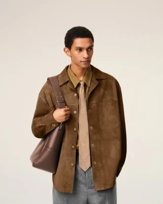 Borsa a secchiello Carrousel in pelle liscia marrone