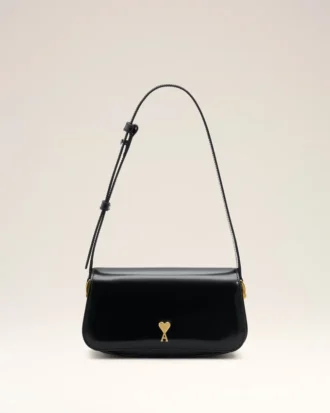 Borsa a tracolla Paris Paris in pelle di vacchetta nera