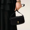 Borsa a tracolla Paris Paris in pelle di vacchetta nera Borsa a tracolla Paris Paris in pelle di vacchetta nera