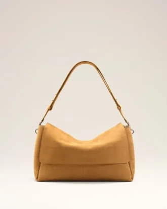 Borsa Carrousel con patta grande in pelle di vacchetta gialla