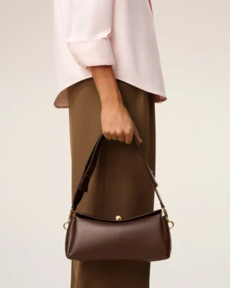 Borsa Carrousel in pelle liscia marrone