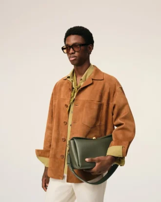 Borsa Carrousel media in pelle di vacchetta verde