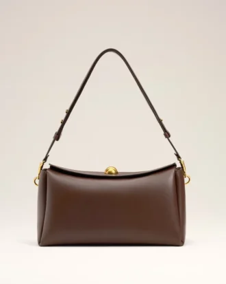Borsa media Carrousel in pelle liscia marrone