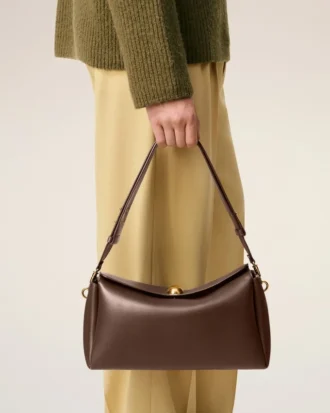 Borsa media Carrousel in pelle liscia marrone
