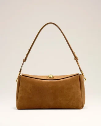 Borsa media Carrousel in pelle scamosciata marrone