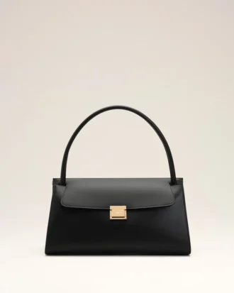 Borsa Mimi in pelle di vacchetta nera
