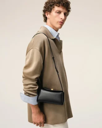 Borsa Mini Carrousel in pelle di vacchetta nera