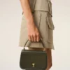 Borsa Paris Paris con manici superiori in pelle di vacchetta verde