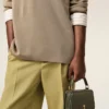 Borsa Paris Paris con manici superiori in pelle di vacchetta verde
