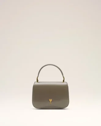 Borsa Paris Paris con manici superiori in pelle lucida grigia