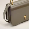 Borsa Paris Paris con manici superiori in pelle lucida grigia Borsa Paris Paris con manici superiori in pelle lucida grigia