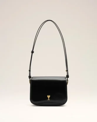 Borsa Paris Paris in pelle di vacchetta nera