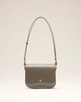 Borsa Paris Paris in pelle lucida grigia