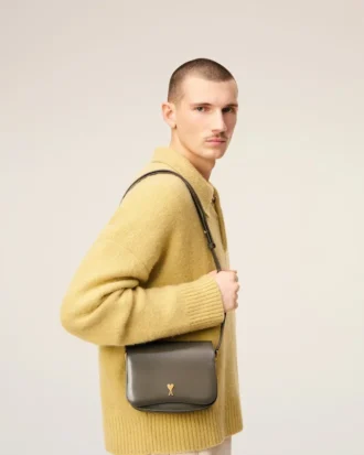 Borsa Paris Paris in pelle lucida grigia