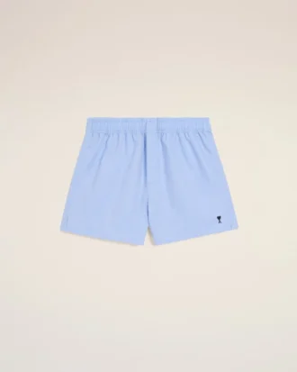 Boxer blu in cotone con motivo Ami de Coeur nero