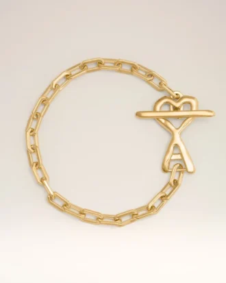 Bracciale Ami de Coeur in ottone dorato martellato