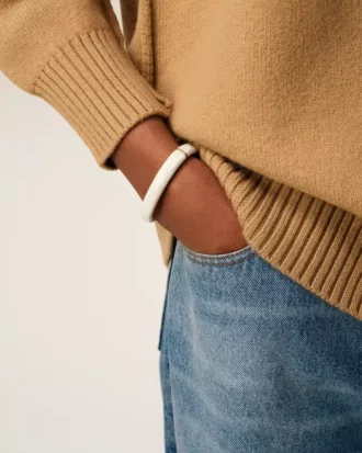Bracciale in ottone bianco martellato laccato