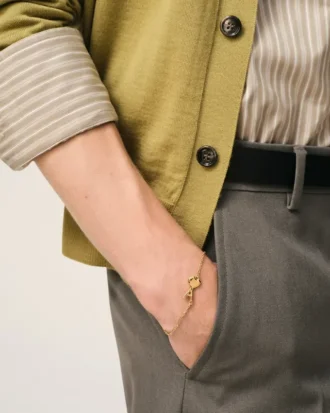 Bracciale sottile martellato Ami de Coeur in ottone dorato