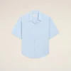 Camicia Ami de Coeur a maniche corte in cotone blu dal taglio squadrato Camicia Ami de Coeur a maniche corte in cotone blu dal taglio squadrato