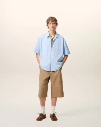 Camicia Ami de Coeur a maniche corte in cotone blu dal taglio squadrato