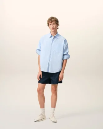 Camicia Ami de Coeur blu in cotone a maniche lunghe