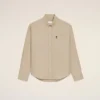 Camicia Ami de Coeur in cotone beige dal taglio squadrato con ricami Camicia Ami de Coeur in cotone beige dal taglio squadrato con ricami