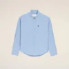 Camicia Ami de Coeur in cotone blu con ricamo, dal taglio squadrato Camicia Ami de Coeur in cotone blu con ricamo, dal taglio squadrato