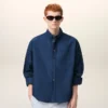 Camicia Ami de Coeur in cotone blu con ricamo, dal taglio squadrato Camicia Ami de Coeur in cotone blu con ricamo, dal taglio squadrato