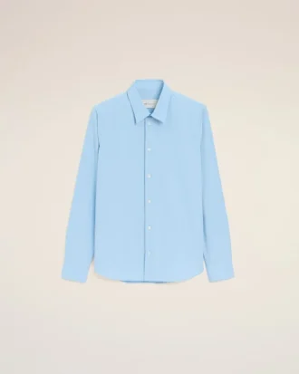 Camicia Ami de Coeur in cotone blu ricamata da sarto