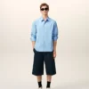 Camicia Ami de Coeur in cotone blu ricamata da sarto Camicia Ami de Coeur in cotone blu ricamata da sarto