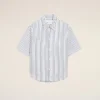 Camicia ampia Ami de Coeur a maniche corte in cotone a righe bianche Camicia ampia Ami de Coeur a maniche corte in cotone a righe bianche