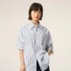 Camicia ampia Ami de Coeur in cotone a righe bianche